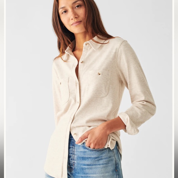 Faherty Tops - FAHERTY Legend Button Up Shirt - off white - size large